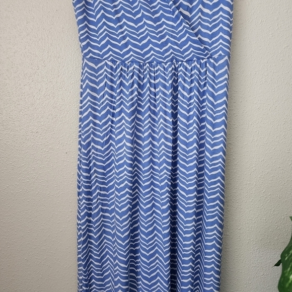 Vineyard Vines Blue Whales Chevron Sleevless Vneck Maxi Dress Tie Back XS - Picture 3 of 9